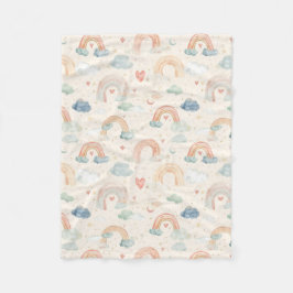 Watercolor Pastel Rainbow Nursery Throw Blanket フリースブランケット