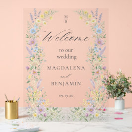 Watercolor Pastel Wildflowers Wedding Welcome アクリルサイン