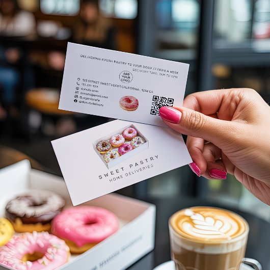 Watercolor pastry bakery donuts delivery Qr Logo 名刺