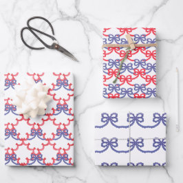 Watercolor Patriotic Bows ラッピングペーパーシート