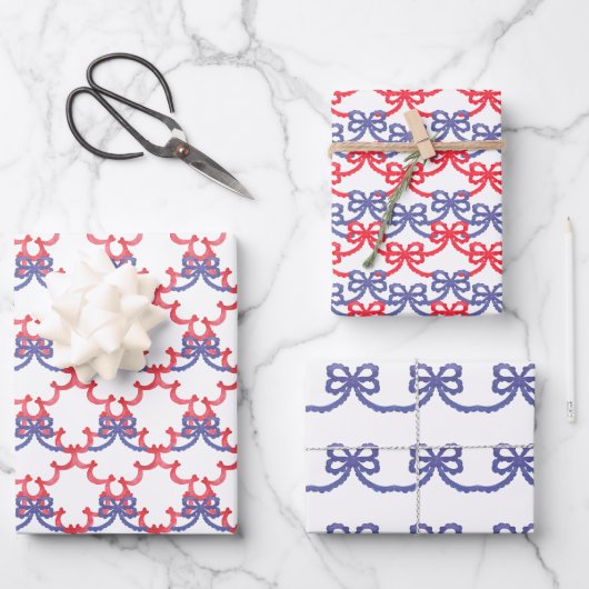 Watercolor Patriotic Bows ラッピングペーパーシート (正面)