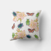 Watercolor pattern of beetles and butterflies クッション (裏面)