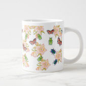 Watercolor pattern of beetles and butterflies ジャンボコーヒーマグカップ (右)