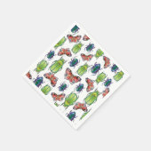 Watercolor pattern of beetles and butterflies スタンダードカクテルナプキン (角)