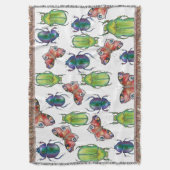 Watercolor pattern of beetles and butterflies スローブランケット (正面縦)