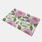Watercolor Pattern Of Pink And Lavender Roses ドアマット (アングル)