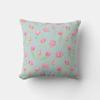 Watercolor Pattern with Delicate Pink Round Pillow クッション