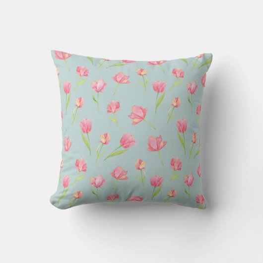Watercolor Pattern with Delicate Pink Round Pillow クッション (正面)
