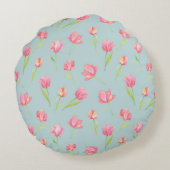 Watercolor Pattern with Delicate Pink Round Pillow ラウンドクッション (裏面)