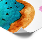 Watercolor pattern with pink, blue and chocolate d ポスター (角)