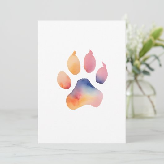 Watercolor Paw Print Background 招待状 (スタンド正面)