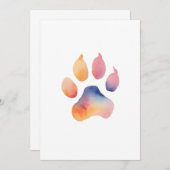 Watercolor Paw Print Background 招待状 (正面/裏面)