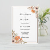 Watercolor Peach Blossom Floral Wedding 招待状 (スタンド正面)