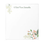 Watercolor Peach Floral Personalized ノートパッド (正面)