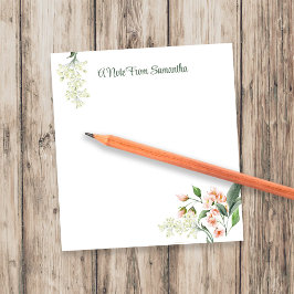 Watercolor Peach Floral Personalized ノートパッド