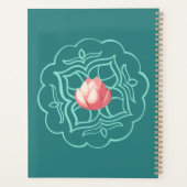 Watercolor Peach Lotus On Teal Personalized プランナー手帳 (裏面)