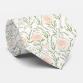 Watercolor peach roses pattern neck tie ネクタイ (ロール)