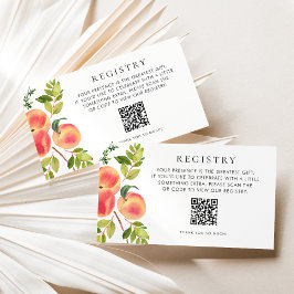 Watercolor Peaches Baby Shower QR Code Registry エンクロージャーカード