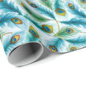 Watercolor Peacock Featers Pattern ラッピングペーパー (ロールコーナー)