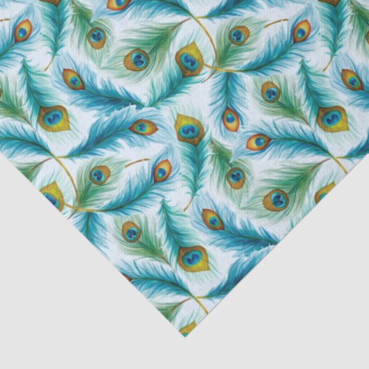 Watercolor Peacock Featers Pattern 薄葉紙 (詳細)