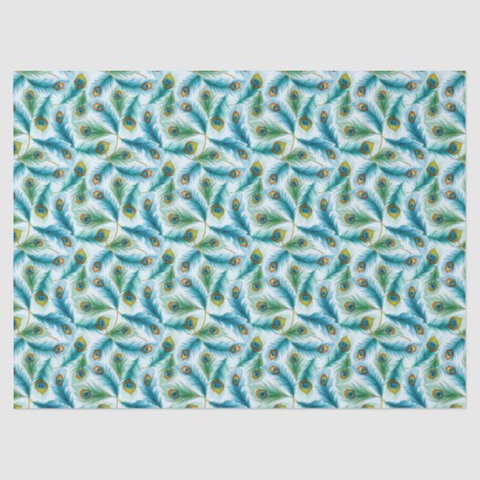 Watercolor Peacock Featers Pattern 薄葉紙 (正面)