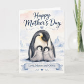 Watercolor Penguin Mother’s Day Card from Kids カード (正面)