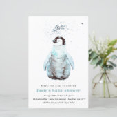 Watercolor Penguin Winter Baby Shower Invitation (スタンド正面)