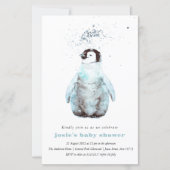 Watercolor Penguin Winter Baby Shower Invitation (正面)
