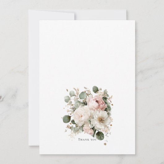 Watercolor peonies elegant wedding invitation 招待状 (裏面)