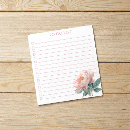 Watercolor Peony To Do List Modern Boho Chic ノートパッド