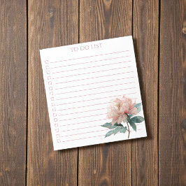 Watercolor Peony To Do List Modern Boho Chic ノートパッド