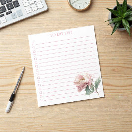 Watercolor Peony To Do List Modern Boho Chic ノートパッド