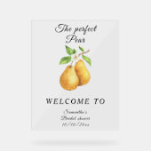 Watercolor Perfect Pear Welcome Bridal Shower アクリルサイン (正面)