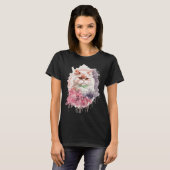 Watercolor Persian Cat Japanese Cherry Blossom Sak Tシャツ (正面フル)