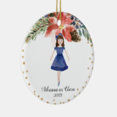 Watercolor Personalized Nutcracker ornament Girl セラミックオーナメント (右)