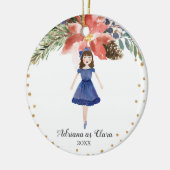 Watercolor Personalized Nutcracker ornament Girl セラミックオーナメント (左)