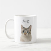 Watercolor Pet Cat Portrait Script Name コーヒーマグカップ (左)