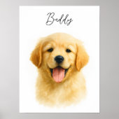 Watercolor Pet Dog Portrait Script Name ポスター (正面)