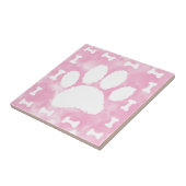 Watercolor Pet Paw Print and Bones Pink タイル (側面)