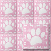 Watercolor Pet Paw Print and Bones Pink タイル