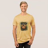 Watercolor Pet Rottweiler Portrait トライブレンドＴシャツ (正面全面)
