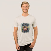 Watercolor Pet Rottweiler Portrait トライブレンドTシャツ (正面全面)