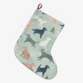 Watercolor Pet Silhouette Christmas Stocking ラージクリスマスストッキング (正面 (吊り時))