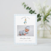 Watercolor Peter Rabbit Boy Birth Announcement ポストカード (スタンド正面)