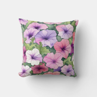 Watercolor petunia flowers クッション