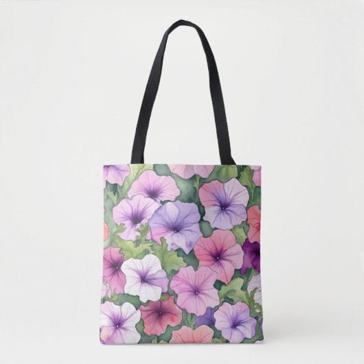 Watercolor petunia flowers トートバッグ (正面)