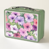 Watercolor petunia flowers メタルランチボックス (裏面)