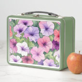 Watercolor petunia flowers メタルランチボックス (インサイチュ)