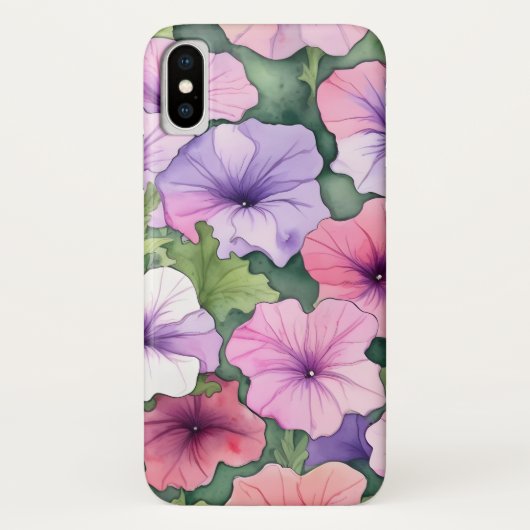 Watercolor petunia flowers Case-Mate iPhoneケース (裏面)