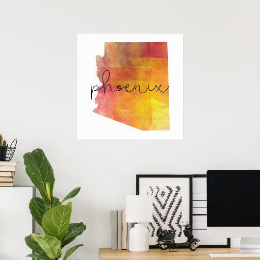 Watercolor Phoenix Arizona ポスター (ホームオフィス)
